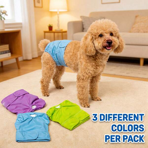 3pcs Reusable Female Dog Diapers, Highly Absorbent And Easy To Wash Pet Puppy Pads