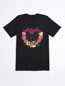 Camiseta Negra con Estampado de Rosas y Helados Te Amo Mamita Linda para Mujer Casual - Negro - Ver 2