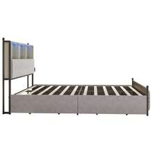 Superaly Upholstered Bed 180 X 200 Cm, Modern Double Bed With Storage, 4 Large Drawers, Headboard, Slatted Frame, Storage Bed Frame, Youth Bed, Velvet, Beige - 米色 - 查看 8
