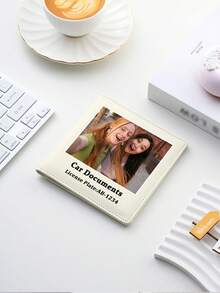 Porte-documents de voiture personnalisable, organisateur de documents d'immatriculation et d'assurance véhicule personnalisé avec photo et texte, portefeuille en cuir PU pour permis de conduire pour hommes et femmes, accessoire de voiture personnalisé, convient pour les cartes, le permis de conduire et les documents du véhicule, étui pour cartes, accessoire automobile - Multicolore - Voir 9