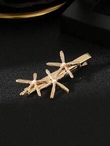 3Pcs/1Pc Marine - Style Starfish/Seashell Hair Clip Set, Light Luxury Shiny Style, Daily/Party/Vacation Hairstyle Accessory - Gold - View 6