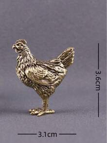 Hen Sculpture, Brass Chicken Figurine, Rustic Farm Decor, Tabletop Ornament, Home & Kitchen Accent, Collectible Art Piece, Unique Farmhouse Gift - Brass Hen - View 4
