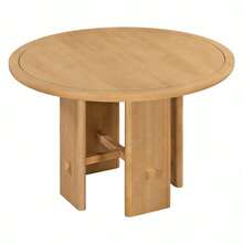 TREXM 5-Piece Round Dining Table Set For 4 Minimalist Farmhouse Dining Table With 4 Solid Wood Upholstered Chairs Kitchen And Dining Room Sets Natural - Màu be + Màu tự nhiên + Gỗ nguyên khối + MDF1 - Xem 10