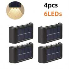2/4/6/8pcs High-Efficiency Solar Powered Wall Lights, Auto Sensor Lighting, Outdoor IP44 LED Lights, Rectangular, Landscape Lighting For Yard & Exterior - 6LED - View 14