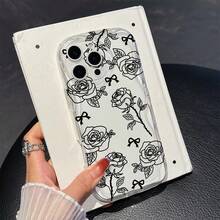 1 chiếc ốp lưng điện thoại chống rơi toàn thân bằng chất liệu TPU tối giản, họa tiết hoa hồng nơ, trong suốt, màu kem, tương thích với iPhone, Honor. - Trong sáng - Xem 6