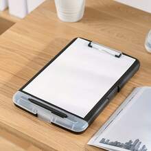 Large A4 File Box With Pen Slot, Plastic Desktop File Storage Box Integrated With Writing Board, All-In-One Design - Multicolor - View 9