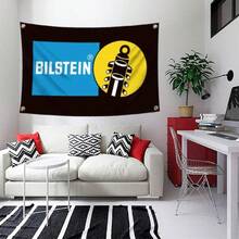 Bilststein Racing Car Flag 91.44x152.4cm - Polyester Fabric, Black Background With Blue & White Logo, Perfect For Garage, Workshop, Or For Man Cave Wall Decor - Biststein - View 3