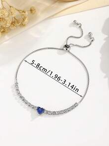 1 pieza Brazalete ajustable con forma de corazón de cobre - azul real - Ver 3