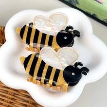 1 pieza Nuevo clip de pelo con forma de abeja linda, accesorio de pelo de animal, clip de pelo de dibujos animados, clip de pelo de acetato - Amarillo - Ver 3
