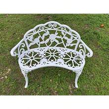 Banco de patio para balcón doble asiento C/G patio casa aluminio fundido antioxidante banco de jardín para patio muebles de exterior color blanco - Blanco - Ver 8