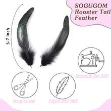 SOGUGOM Black Rooster Tail Feathers - 200 Pcs 5-7 Inch Craft Feathers Bulk For Craft Projects, Halloween, Hats And Cocktail Table Centerpieces(Black) - Màu A - Xem 4