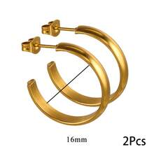 1 Đôi khuyên tai vòng rộng hình chữ C, mạ vàng 18K, làm từ thép không gỉ 304, kiểu dáng tối giản và thanh lịch dành cho nữ, không gây dị ứng và chống oxy hóa. - bông tai - Xem 9