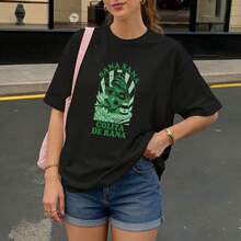 Camiseta Negra con Estampado de Rana y Texto Sana Sana Colita de Rana para Uso Diario - Negro - Ver 3