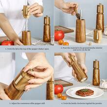 1pc/2pcs/3pcs Wooden Seasoning Jar Grinder, Pepper Shaker, Spice Jar With Manual Grinder For Kitchen - Brown - View 7