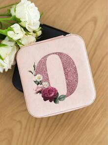 1个字母花卉首饰盒，时尚PU皮革绒面内衬戒指耳环收纳整理盒，适合作为伴娘礼物、生日礼物、派对礼物、母亲节礼物，也适合旅行、户外、卧室、浴室使用。 - Floral Letter - 查看 24