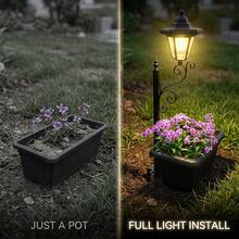 TazTir Solar Garden Stake Light W/ Flower Pot Holder - 8H Charge All Night Auto Glow - Waterproof Auto On/Off Pathway Decor - 太陽能 - 查看 6