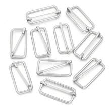 10 chiếc khóa trượt điều chỉnh được hình chữ Nhật, khóa lăn kim loại, phụ kiện tự làm ví, túi xách, dây đeo thắt lưng. - bạc - Xem 10