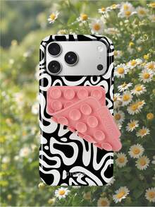 一套黑色不规则波浪纹手机壳+粉色吸盘，适用于 17 Pro Max、16 Pro Max、15 Pro Max、14 Pro Max，韩版时尚趣味手机壳，兼容 11/12/13/14/15/16 Pro Max Plus，优雅设计男女皆宜，是圣诞节、情人节、复活节、婚礼季和生日送给女友的理想礼物。 - 黑色 - 查看 9