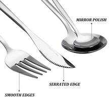 Versatile 24-Piece Stainless Steel Flatware Set For 6 – Elegant Dining Essentials For Holiday Dinners, Family Gatherings & Everyday Celebrations - Silver - View 6