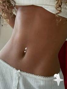 1pc S925 Sterling Silver Minimalist Star Navel Ring, Excellent Daily Wear Choice, Ideal Gift For Girlfriend, Mom And Sister - Single Earring Accessories - View 1
