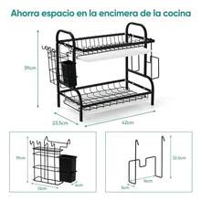 Escurridor de platos de acero inoxidable de 2 niveles - Negro - Ver 7