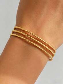 1pc Stainless Steel Women's Fashion Bracelet, Extremely Minimalist Geometric Design, Suitable For Daily Wear, Great Gift For Women - Yellow Gold - View 10