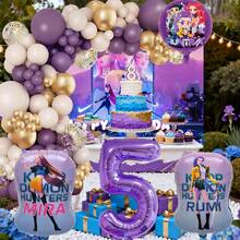 Blue Number Foil Balloon Arch Set, Aluminum Foil Cool Girl Theme Large Birthday Party Balloons Decoration Combo, Music Girl Number Foil Balloons, Children's Birthday Party Supplies Gift Set Decor - Balloon Set - View 8