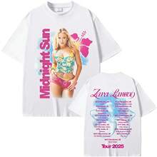 Singer ZaraS Larsson 2026 New Midnight Sun Tour Commemorative T-Shirt 100% Cotton Comfortable High Qu - 白色 - 查看 1