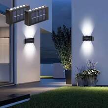 2/4/6/8 piezas Luces de pared solares de alta eficiencia, iluminación con sensor automático, luces LED rectangulares IP44 para exteriores, iluminación de paisaje para patio y pared exterior - 10 LED - Ver 11