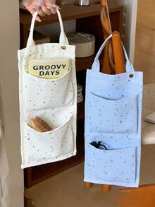 1 Buah Organizer Gantung di Atas Pintu Motif Bintang dengan 2 Kantong, Tas Penyimpanan Dinding Serbaguna, Tas Gantung untuk Perlengkapan Rumah Tangga, Pakaian Dalam, Kaos Kaki, dan Kantong Sampah - MultiWarna - View 7