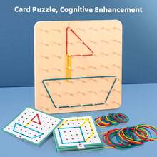 Montserrat Kids Geometric Shape Recognition Puzzle Board, Muscle Building Puzzle, Educational Teaching Tool, Parent-Child Interactive Puzzle Cards - Multicolor - View 3
