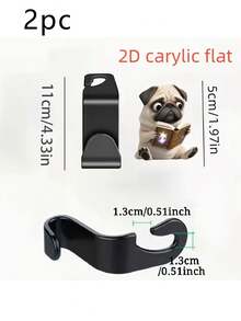 1/2/3个可爱巴哥犬主题2D汽车座椅挂钩，带隐藏式后座储物空间，亚克力多功能汽车配件，可用于整理包袋和瓶子，可爱的后座收纳挂钩，完美的汽车内饰装饰和实用的悬挂解决方案，适用于轿车、SUV和卡车。 - 彩色 - 查看 8