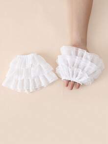1 par de mangas de encaje floral vintage elegante de doble capa con volantes para mujer, para verano, festivales y campamentos - Mangas de encaje para los brazos - Ver 10