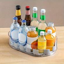 Estante giratorio de 360 grados para refrigerador - Bandeja de almacenamiento rectangular desmontable, organizador de botellas de condimentos para refrigerador que ahorra espacio, apto para el hogar, gabinete de cocina, despensa de alimentos, encimera y refrigerador, estante de almacenamiento de plástico transparente - Multicolor - Ver 6