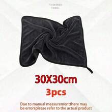 3pcs/1pc Microfiber Chenille Car Wash Towel, Absorbent Lint-Free Cleaning Cloth, Soft Microparticle Structure Cleaning Assistant - Dark Grey - View 16