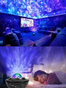 1pc LED Romantic Starry Sky Projection Lamp, USB Wireless Remote Control Music Wave Starry Sky Laser Light, Bedroom Ceiling Dreamlike Atmosphere Light - Multicolor - View 8