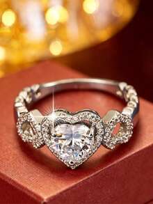 1枚可爱心形开口戒指，个性化珠宝，送给女朋友/情人节的百搭礼物 - 戒指 - 查看 1