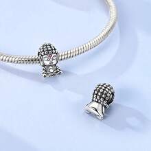 1 hạt Phật đơn giản bằng bạc, thích hợp để tự làm trang sức vòng tay, dây chuyền và mặt dây chuyền. - Bạc - Xem 2