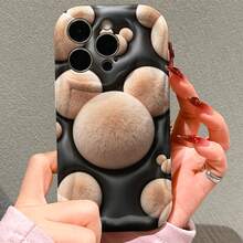 Disney Official Mickey Mouse Cartoon Phone Case, Dark Black Irregular Wavy Curved Edge Soft Protective Cover, Fluffy Plush Mickey Ear Round Dot All-Over Decorative Pattern Anti-Drop Anti-Scratch Phone Shell For IPhone 17, 16, 15, 14, 13, 12, And 11 Pro Models. A Fun Gift For Family, Friends, Birthdays, Holidays, And Special Occasions. - 白色 - 查看 5