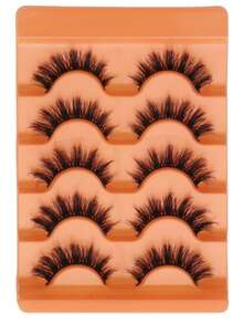 5 Pairs D Curl False Eyelashes 5D Fluffy Russian Volume Large Curl Mink-Like False Eyelashes - Black - View 4