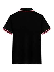 Summer Short-Sleeve Polo Shirts For Men, Solid Color, Plain, Available In Multiple Colors, Casual Sportswear - Black - View 4
