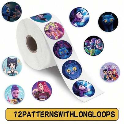Hasbro 500pcs/Roll Anime Character Stickers, Cute Cartoon Decorative Stickers Suitable For Diary, Scrapbook, Phone Case, Laptop, Water Bottle, Gift Packaging