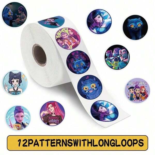 Hasbro 500pcs/Roll Anime Character Stickers, Cute Cartoon Decorative Stickers Suitable For Diary, Scrapbook, Phone Case, Laptop, Water Bottle, Gift Packaging