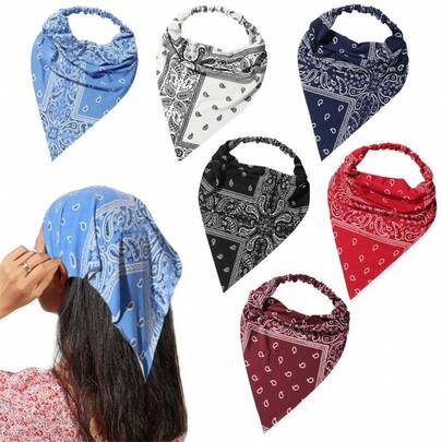 Băng đô phong cách Bohemian cổ điển mới, khăn trùm đầu đa năng, co giãn tốt, bền chắc, phụ kiện tóc xuyên biên giới dành cho nữ.