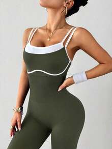 Dewbera Mono deportivo de yoga, fitness y running de alta elasticidad y sin costuras - Negro - Ver 9