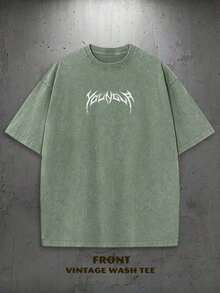 LUCKHOM 1PC Y2K Vintage Washed-Shirt |   Men's YLA Graphic Tee |   Gym Graphic Tee |   Gifts Men Or Boyfriend |  % Cotton |   230Gsm Thickened Fabric |   Unisex - 軍綠色 - 查看 2