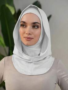 قناع رأس وعنق نسائي من لون واحد، لتدفئة الرأس والعنق، مرن وقابل للتنفس، ماص للعرق، متعدد الاستخدامات للرياضة، وشاح أزياء بسيط، قبعة ومشد رأس متناسق، إكسسوار، منشفة شاطئ - أبيض - مشاهدة 2