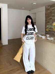 Cotton Short-Sleeved Summer New Printed Tops Fashion Loose T-Shirts - White - View 2