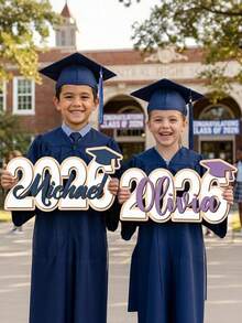 1 pieza Placa de nombre personalizada de graduación 2026, decoración de ceremonia de graduación, etiqueta de nombre personalizada, decoración de fiesta de graduación, regalo de graduación para ella/él, placa de escritorio, identificador de escritorio de madera personalizado, regalo personalizado, accesorio fotográfico de graduación, regalo de graduación - Multicolor - Ver 3