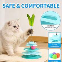 四层旋转球互动猫爬架玩具，球的颜色随机，适合幼猫和成猫，益智玩具，可缓解无聊和焦虑，易于组装：猫爬架可完全拆卸，方便收纳和清洁。 - 查看 2